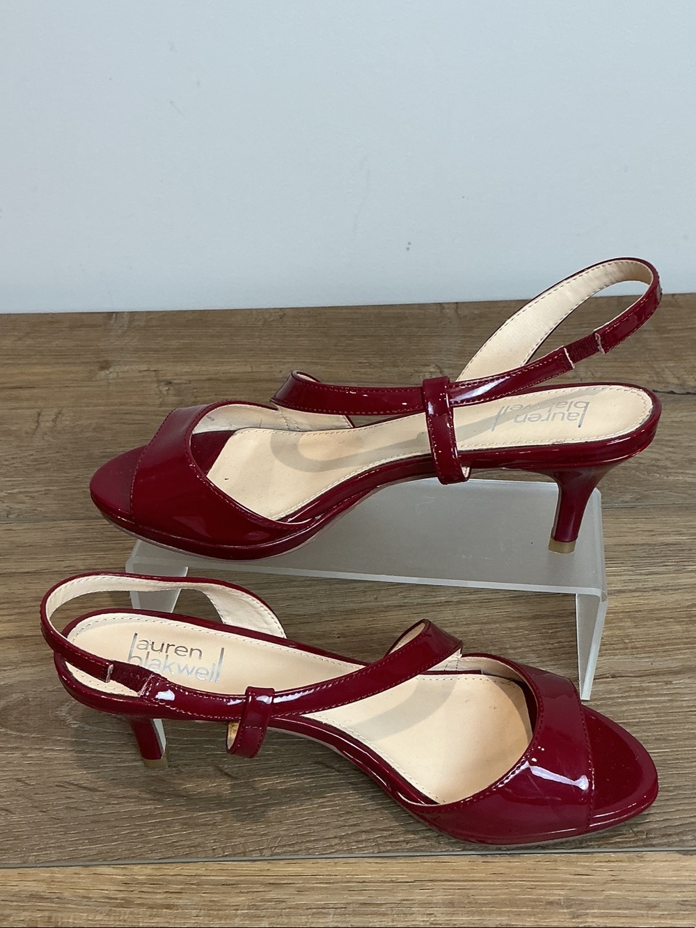 Lauren Blakwell Scarlet, Red Patent Slingback Heels, NEW, size 7.5 - Picture 4 of 8